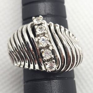 5 Stone CZ Sterling Ring Size 6.5